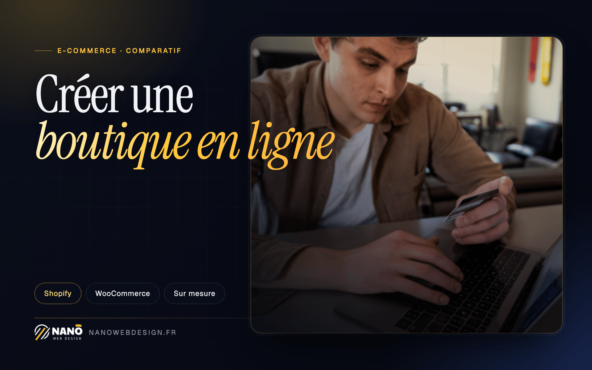 Créer une boutique en ligne : paiement par carte sur un ordinateur portable — couverture de l'article