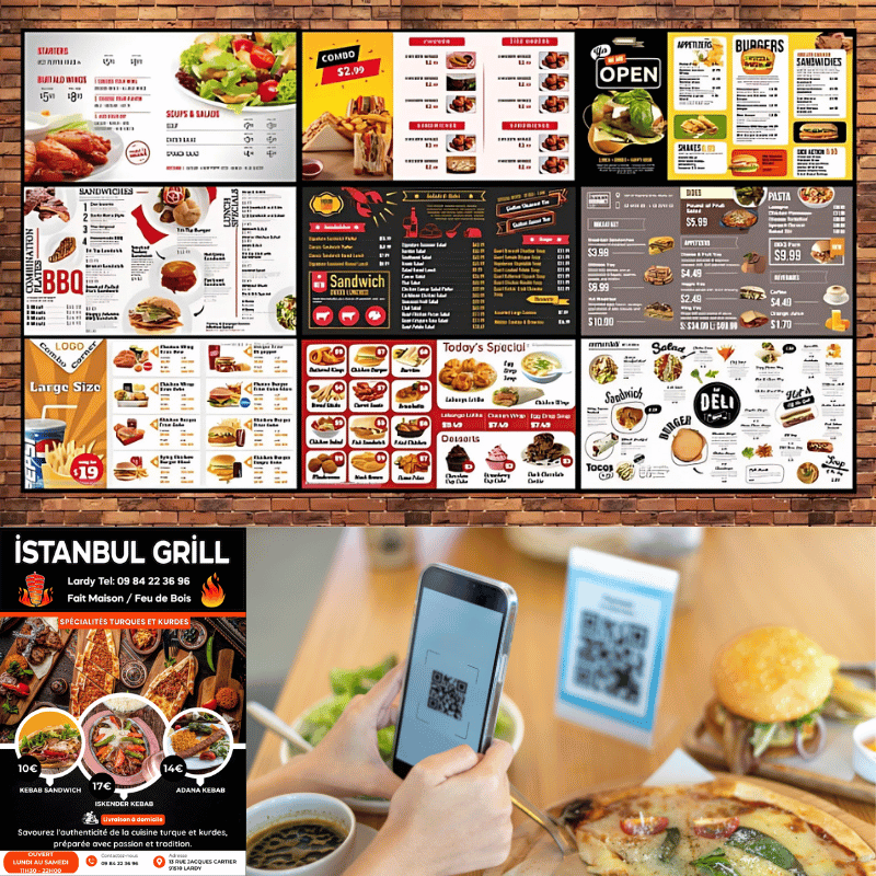 Menu TV et QR menu Nano Web Design pour restaurants