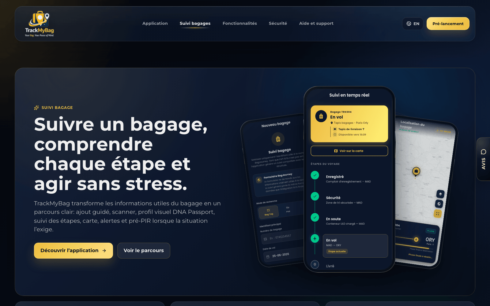 TrackMyBag — page Suivi bagages